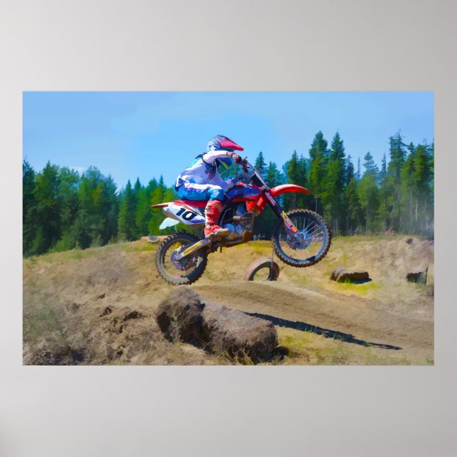 Póster Lanzamiento de Motocross Dirt-Bike Racer (Frente)