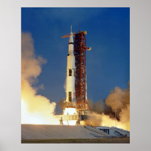 Póster Lanzamiento del cohete de la primera misión lunar