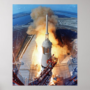Póster Lanzamiento del cohete del alunizaje de la NASA Ap