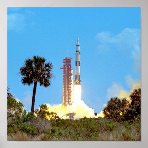 Póster lanzamiento del cohete Saturno V de la NASA Apolo 