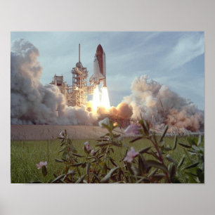 Póster Lanzamiento del retador del transbordador espacial