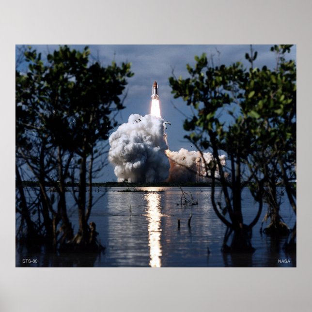 Póster Lanzamiento del transbordador espacial STS-80 (Frente)
