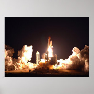 Póster Lanzamiento nocturno del transbordador espacial En