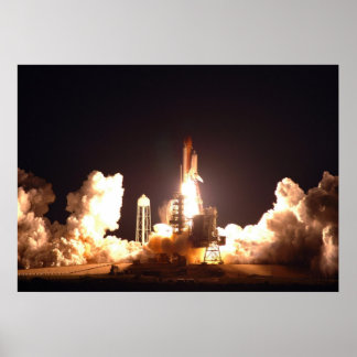 Póster Lanzamiento nocturno del transbordador espacial En