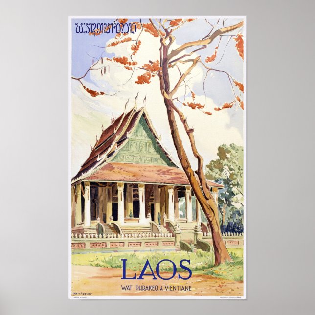 Póster Laos Vintage Travel Poster (Frente)