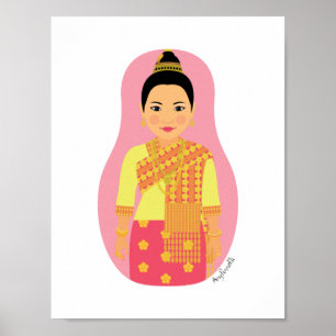 Póster Laotian (Pink) Matryoshka Poster