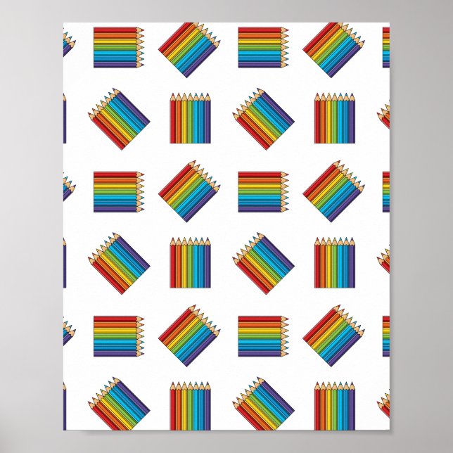 Póster Lápices de colores arcoiris (Frente)