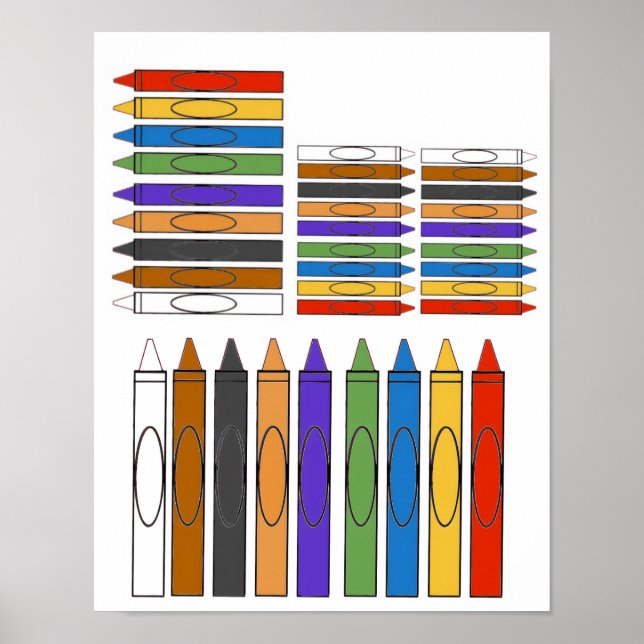 Póster Lápices de Colores Clip Art (Frente)
