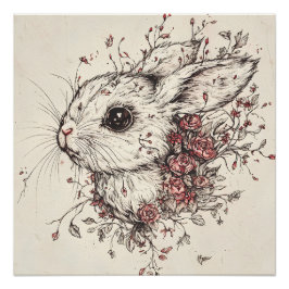 Póster Lapin Féérique en Fleurs