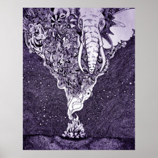 Póster lápiz blanco y negro y dibujo de tinta