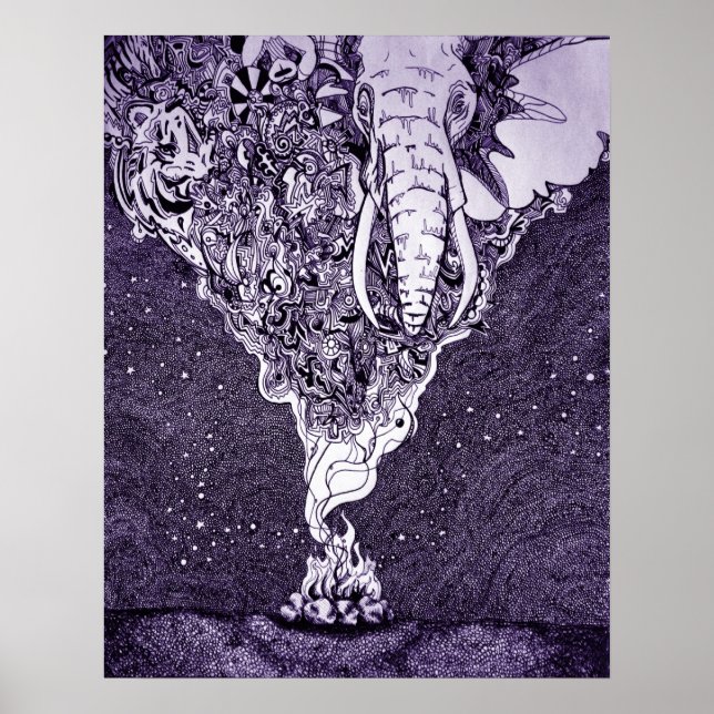 Póster lápiz blanco y negro y dibujo de tinta (Frente)