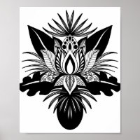 Lápiz bohemio moderno trópico blanco negro