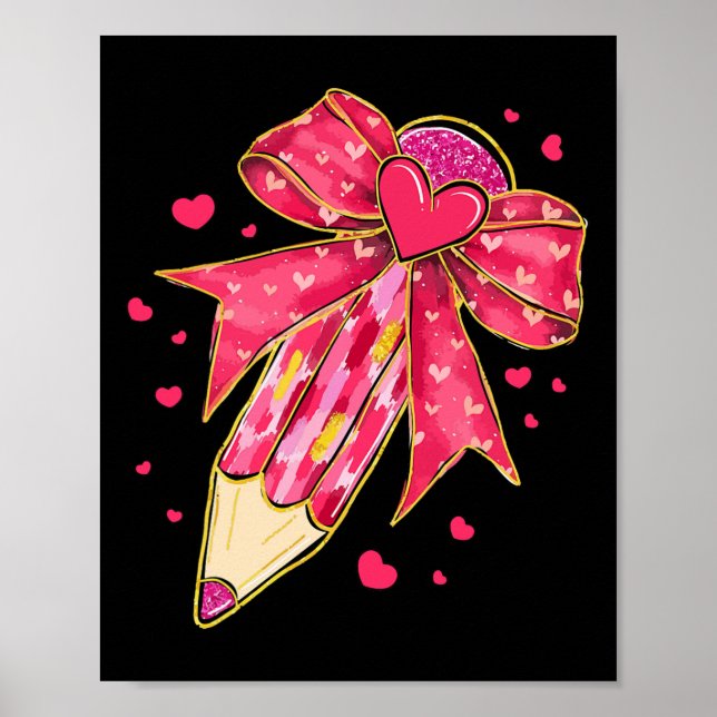 Póster Lápiz con lazo coqueto del día de San Valentín par (Frente)