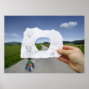 Póster Lápiz contra la cámara - el jugar del niño