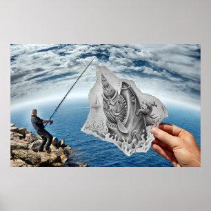 Póster Lápiz contra la cámara - tiburón