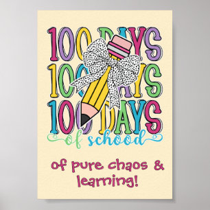 Póster Lápiz Coquette Leopardo Lazo 100 Días De Escuela