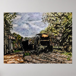 Póster Lápiz de color "Train Next to Rogers Feedmill"