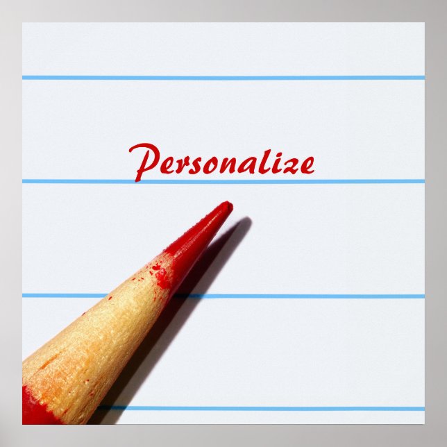 Póster Lápiz De Maestros Rojos En Papel En Lino Con Nombr (Frente)