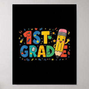 Póster Lápiz de primer grado de vuelta a la escuela estud