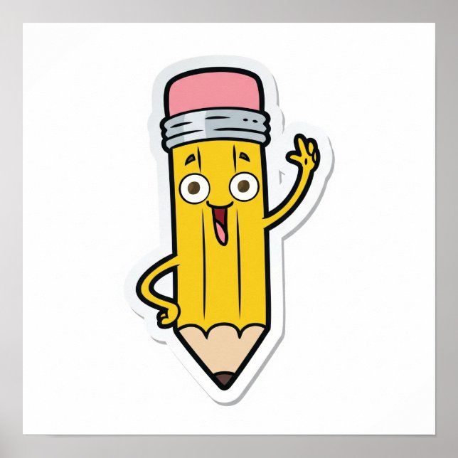 Póster Lápiz feliz de personalizado (Frente)