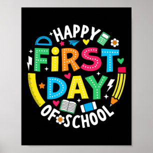 Póster Lápiz Feliz Primer Día De Escuela Maestra Niños Ck