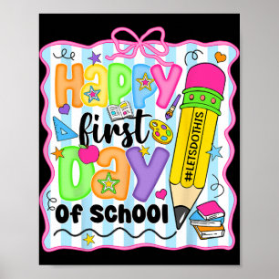 Póster Lápiz Feliz Primer Día De Escuela Maestra Niños Ck
