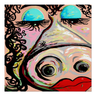 Póster ¡Lápiz labial en un cerdo!