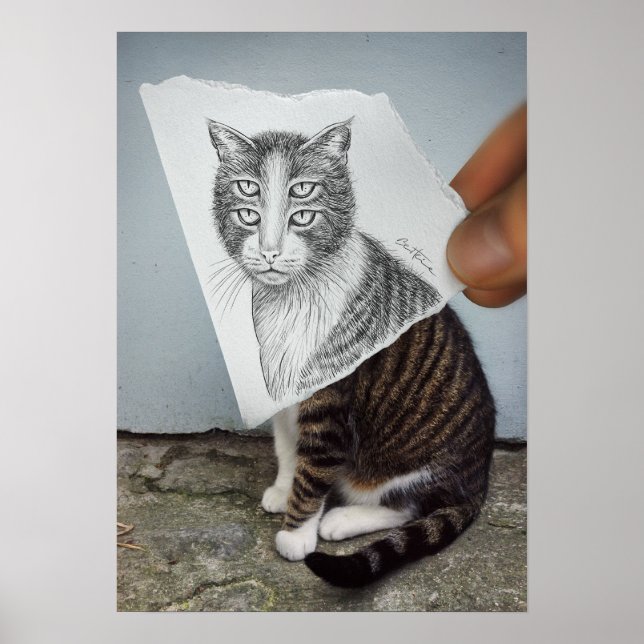 Póster Lápiz Vs Cámara - 4 Gatos Ojos (Frente)