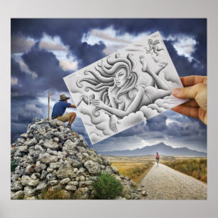 Póster Lápiz Vs Cámara - Diosa