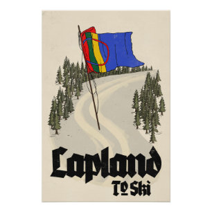 Póster Laponia para esquiar