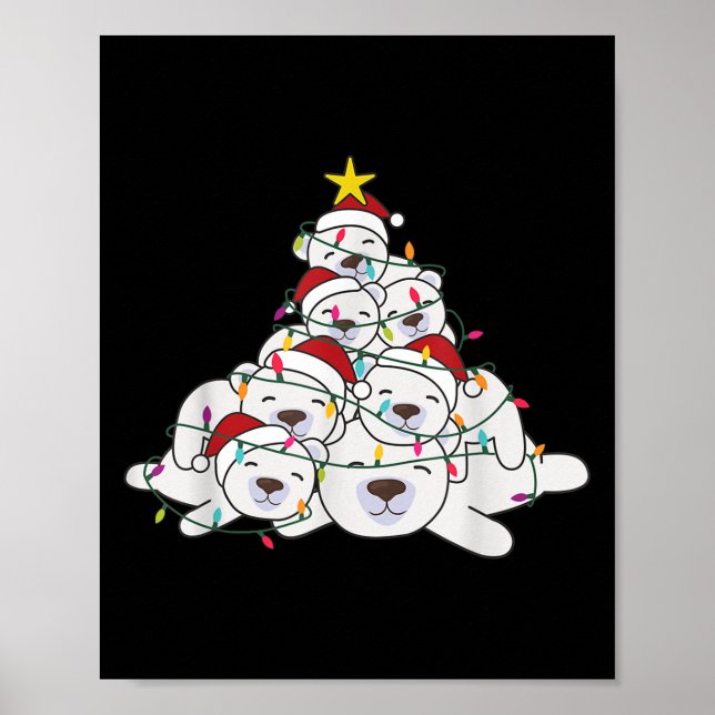 Póster Lar Bear Christmas Tree Funny Animal Christmas Lar (Frente)