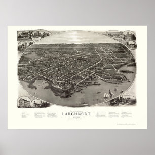 Póster Larchmont, mapa panorámico de NY - 1904