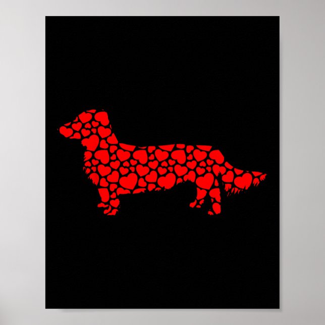 Póster Larga morada de perro de Dachshund corazón de silu (Frente)