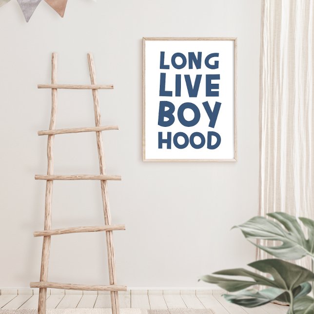 Póster Larga vida al capucha azul (long live boyhood, kid wall art, nursery wall art, kid art, long live boy hood print)