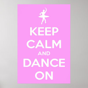 Póster Large Keep Calm and Dance On Pink Poster