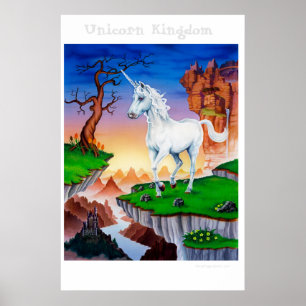 Póster Large poster fantasy art magical Unicorn Kingdom