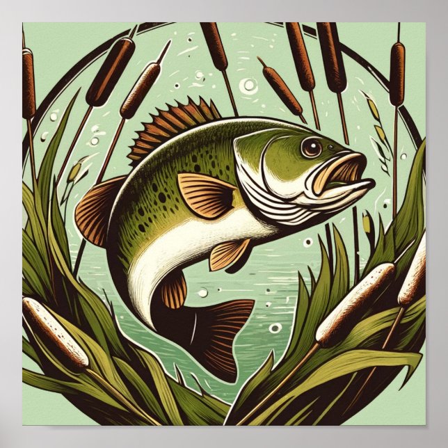 Póster Largemouth Bass angler Fisherman Father's day      (Frente)