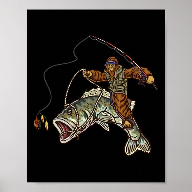 Póster Largemouth Byss Fishing Bigfoot Fisherman  (Frente)