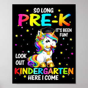 Póster Largo Pre-K Jardín de Niños Aquí Viene Unicornio