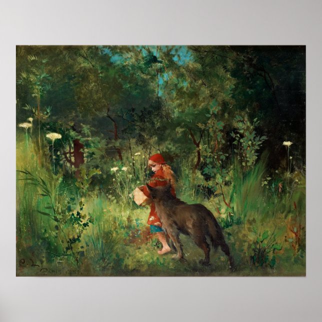 Póster Larsson - Caperucita Roja 1881 (Frente)