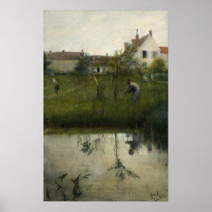 Póster Larsson - El anciano y el jardín de la guardería