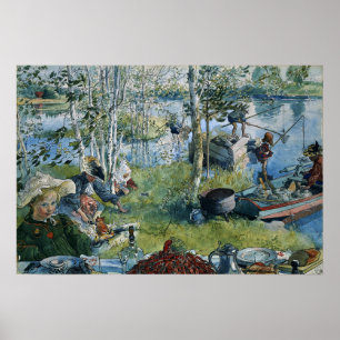 Póster Larsson - Pesca de cangrejos de río (De una casa)