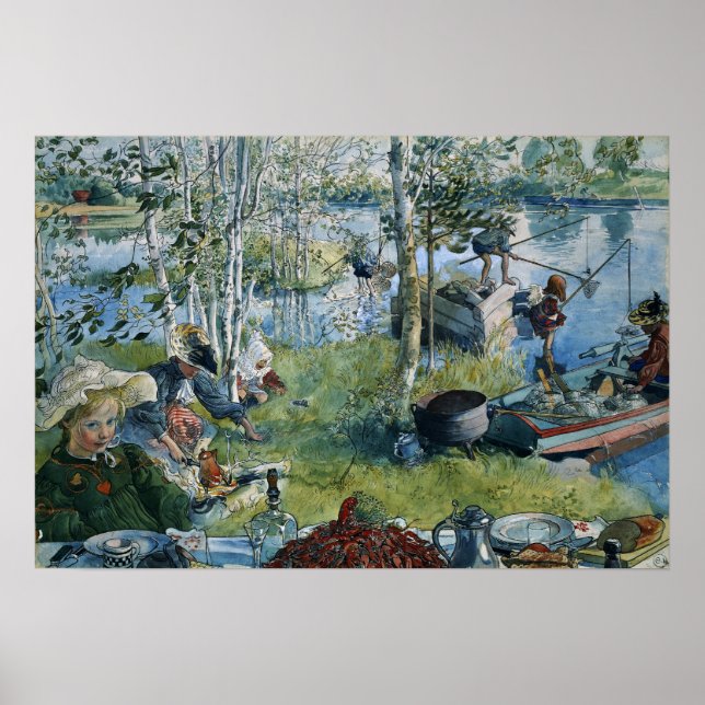 Póster Larsson - Pesca de río (De un hogar) (Frente)