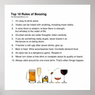 Póster Las 10 mejores reglas de Boozing