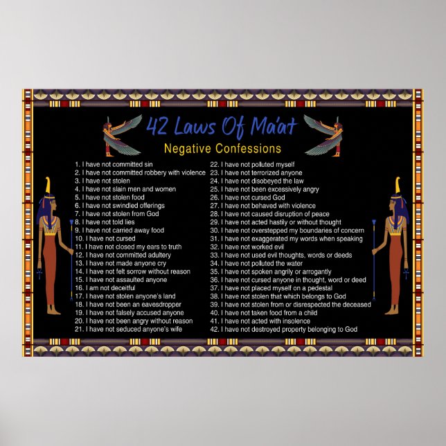 Póster Las 42 Leyes De Maat - Confesiones Negativas (Frente)