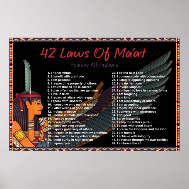 Póster Las 42 Leyes De Maat - Poster De Afirmaciones Posi (Frente)