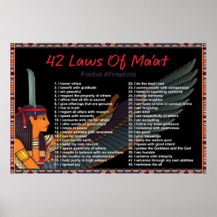 Póster Las 42 Leyes De Maat - Poster De Afirmaciones Posi