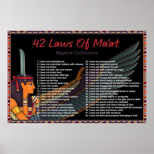 Póster Las 42 Leyes De Maat - Poster De Confesiones Negat (Frente)