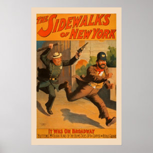 Póster Las aceras del poster del vintage de Nueva York