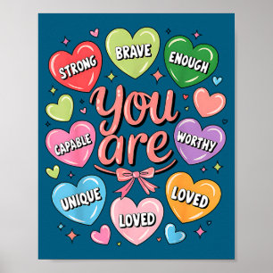 Póster Las afirmaciones positivas son amor fuerte valient